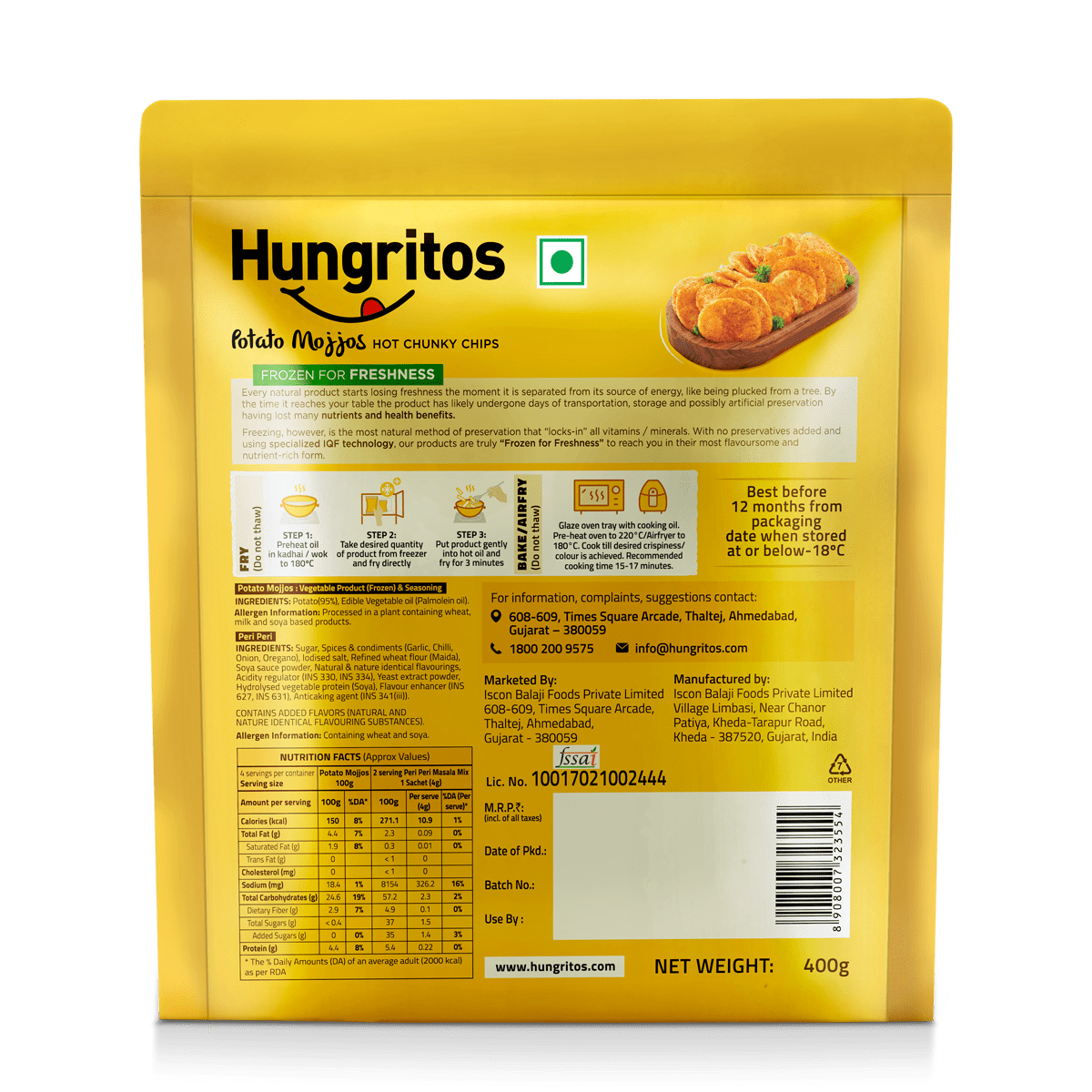 Hungritos potato mojjos hot chunky chips